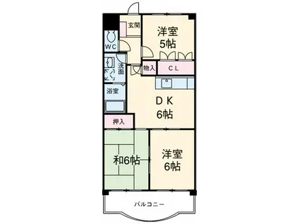 セントラルハイツ中平(3DK/4階)の間取り写真