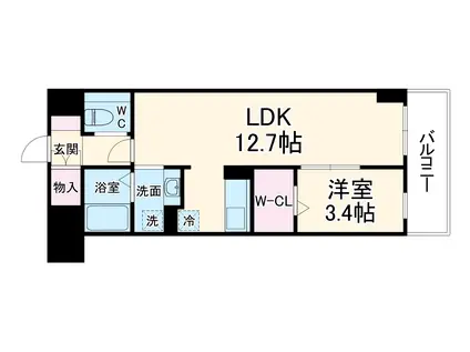 LASANTE梅田北(1LDK/9階)の間取り写真