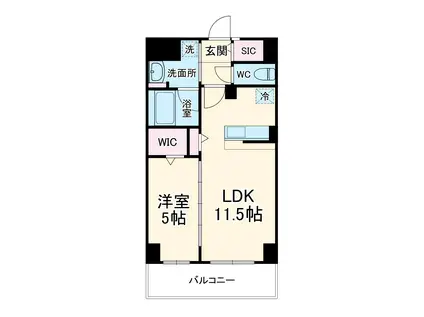 ルアナ北梅田(1LDK/2階)の間取り写真