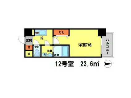 エスプレイス江坂レジデンス(1K/3階)の間取り写真