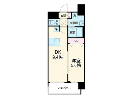 スワンズシティ梅田ウエスト(1DK/11階)の間取り写真