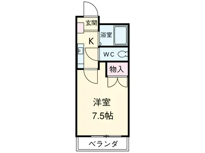 クレセント元八事(1K/3階)の間取り写真