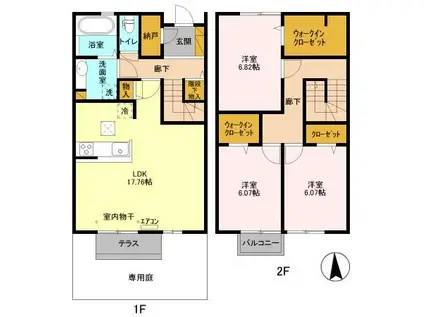 ＢＬＥＳＳ　ＨＯＵＳＥ柏西町Ｃ(3LDK)の間取り写真