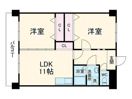 セントラルコート1(2LDK/4階)の間取り写真