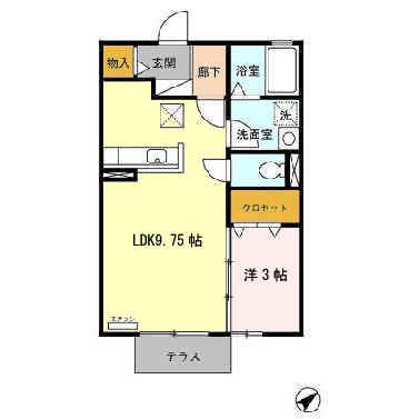 マローネ平針(1LDK/1階)の間取り写真