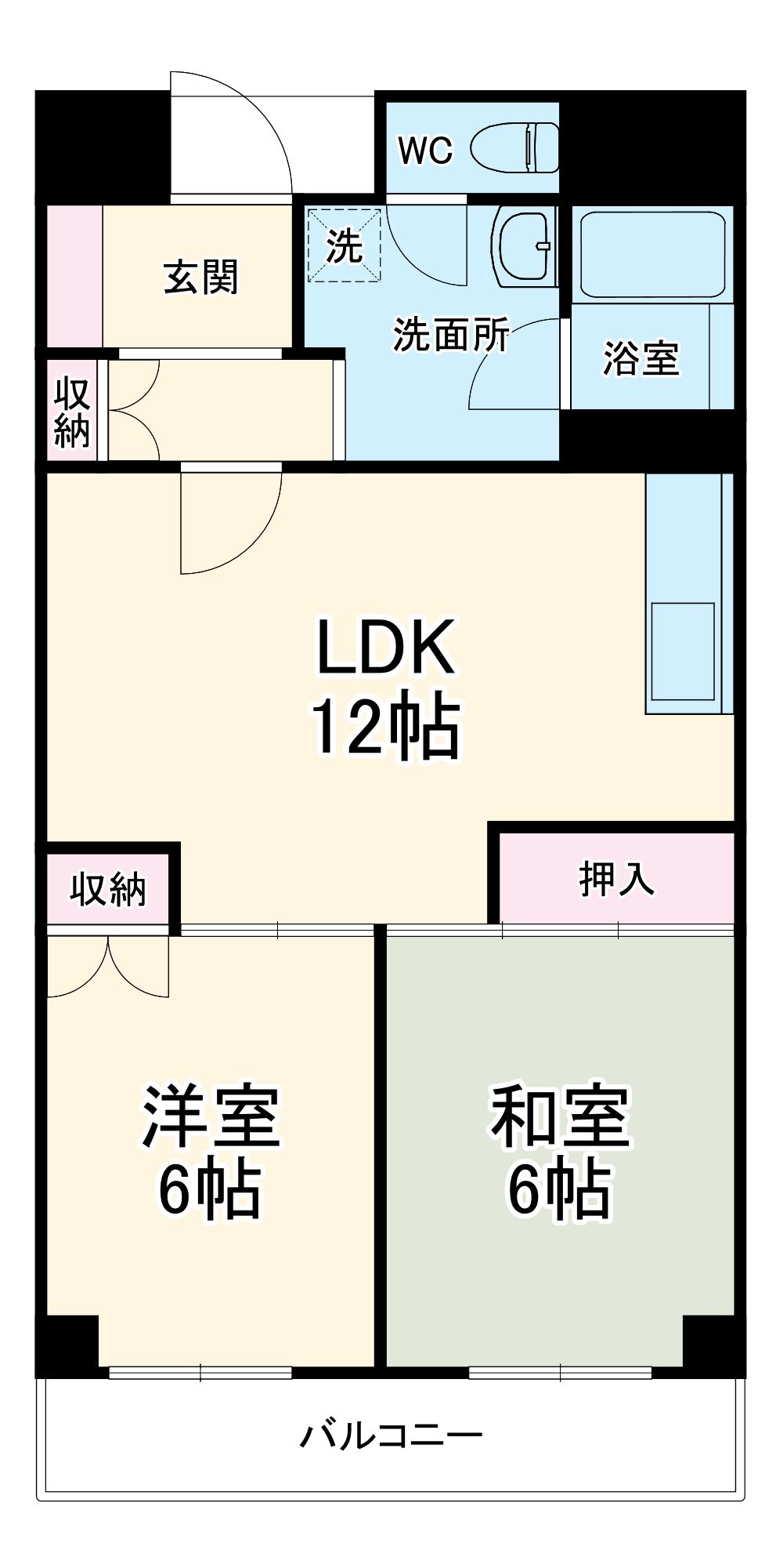 千里ピュアーライフ(2LDK/4階)の間取り写真