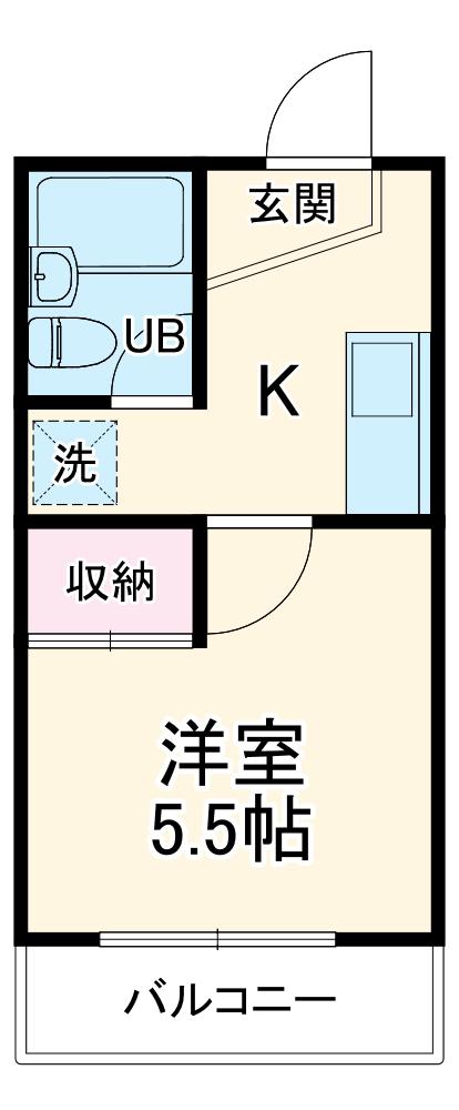 カレント所沢2号館(1K/2階)の間取り写真