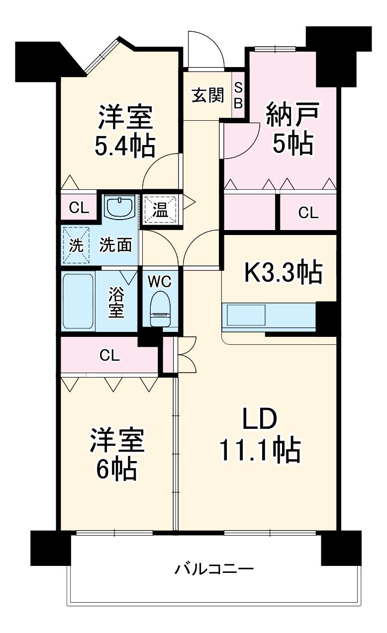 フォレステージュ谷町(2SLDK/12階)の間取り写真