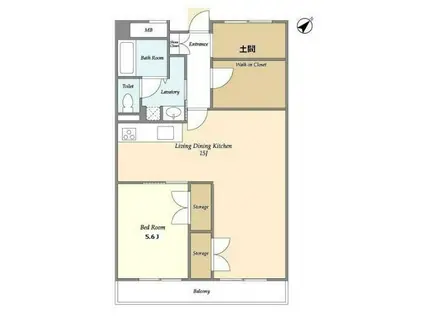 ローズガーデン(1SLDK/3階)の間取り写真