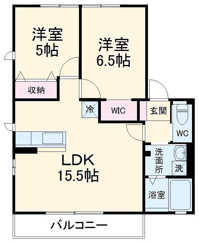 カラカーサⅡ(2LDK/2階)の間取り写真
