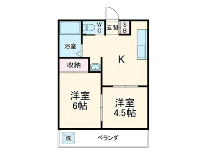 小熊コーポ(2DK/3階)の間取り写真