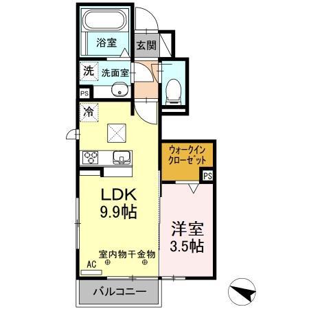 RADIUS K(1LDK/1階)の間取り写真