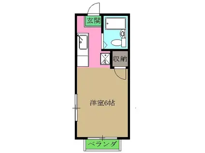 シルクハイムIWASAKI B棟(1K/2階)の間取り写真