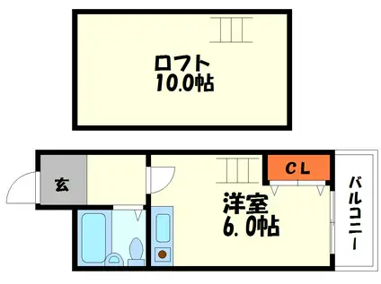 シャトー第3(ワンルーム/6階)の間取り写真