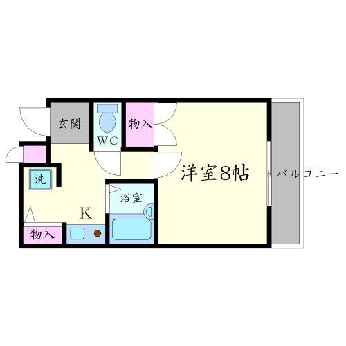 スクリーブ千里北(1K/2階)の間取り写真