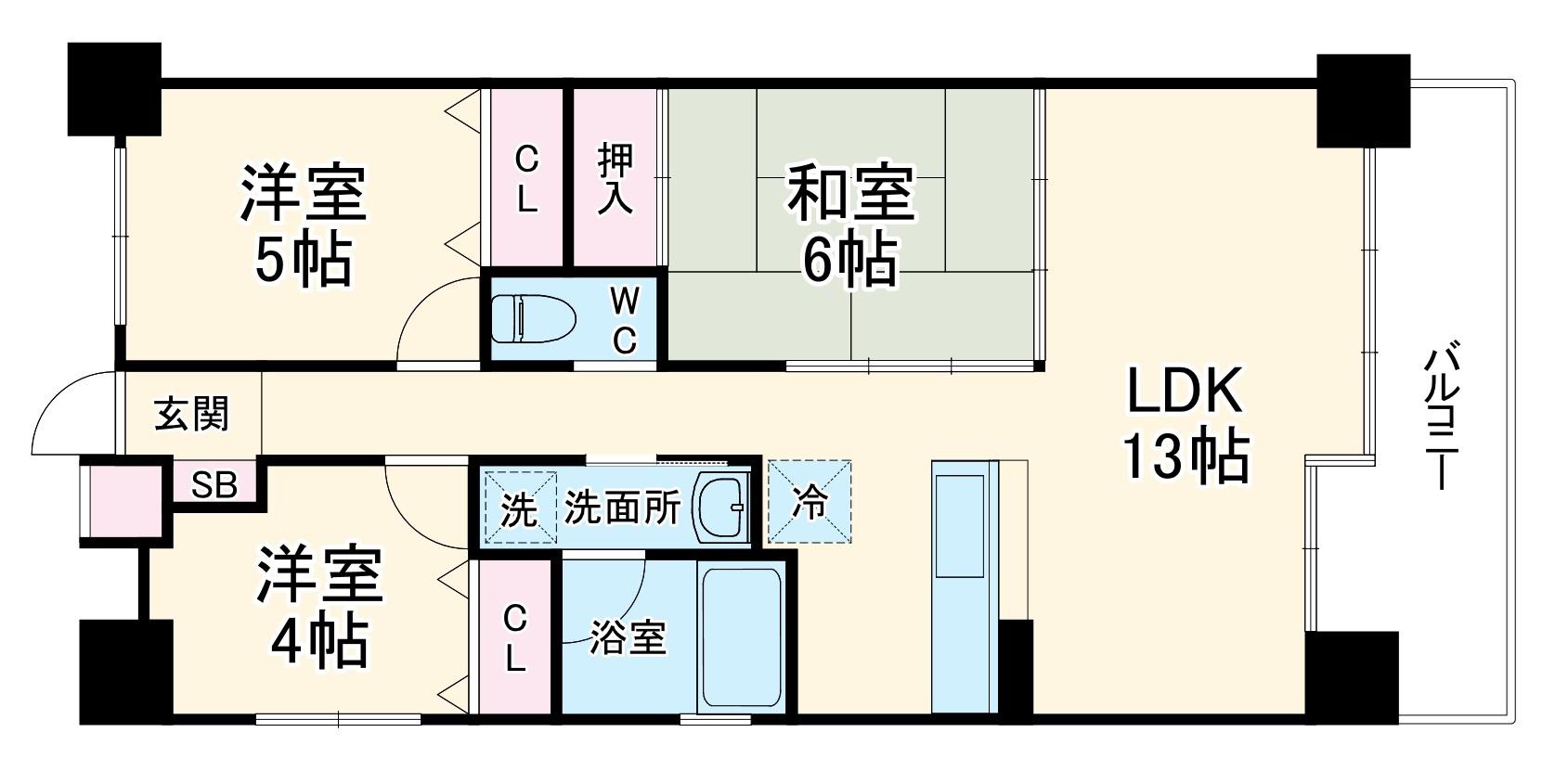 エスリード東天満(3LDK/6階)の間取り写真