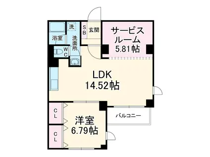 カサビアンカ(1SLDK/4階)の間取り写真