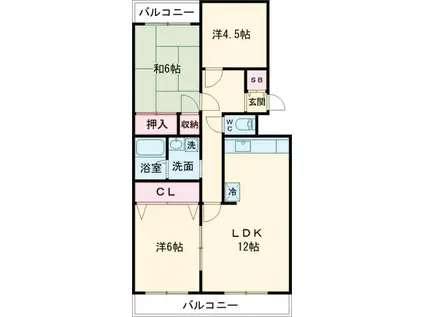ミネセイビル(3LDK/1階)の間取り写真
