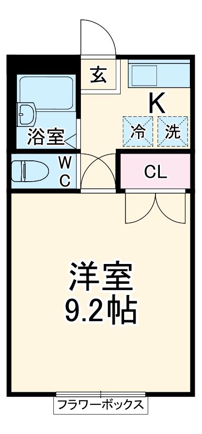 アムール石橋(1K/1階)の間取り写真