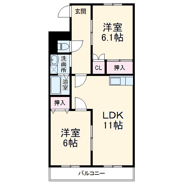 アズールN(2LDK/1階)の間取り写真