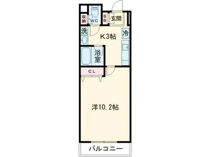 FOGLIA(1K/6階)の間取り写真