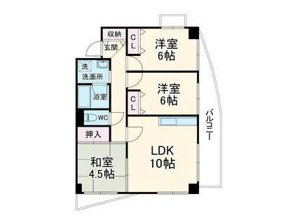プレザントライフ(3LDK/4階)の間取り写真