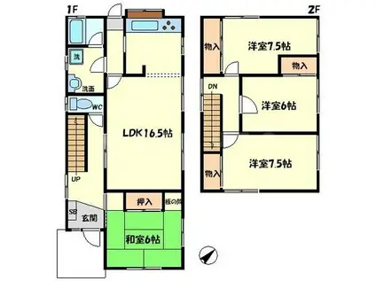 阪急電鉄千里線 北千里駅 徒歩14分 2階建 築37年(4LDK)の間取り写真