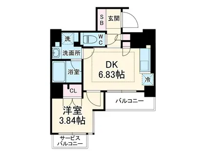 SK大阪天満宮プライマリーワン(1DK/7階)の間取り写真