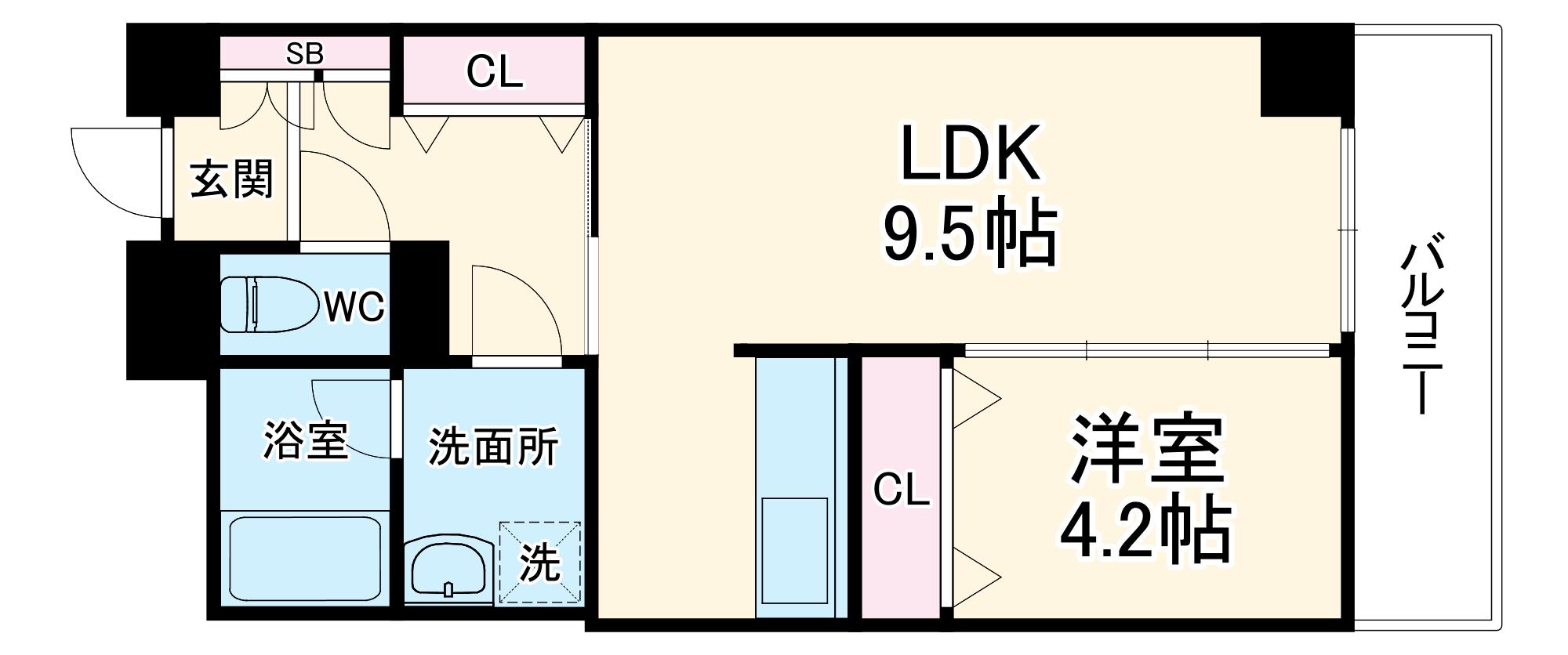 近江レジデンス4号館(1LDK/8階)の間取り写真