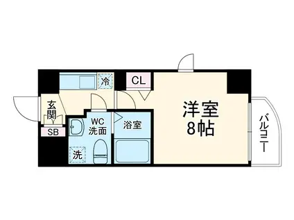 ビガーポリス224松ヶ枝町II(1K/4階)の間取り写真