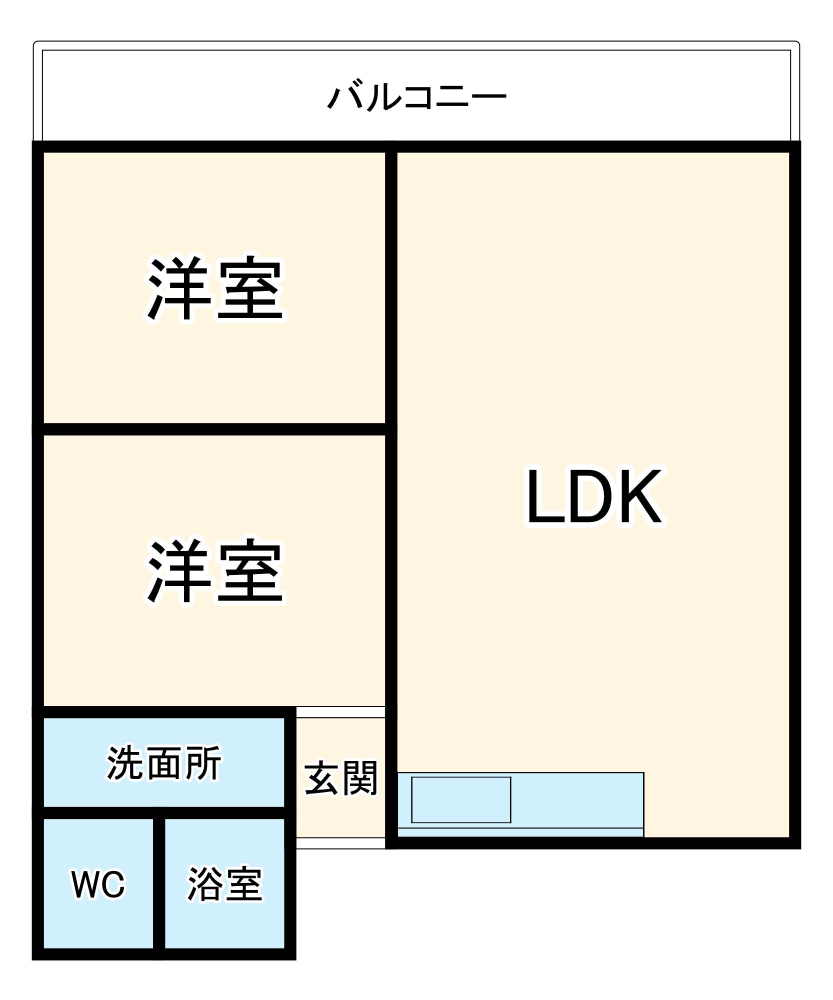 中根ハイツ(2LDK/2階)の間取り写真