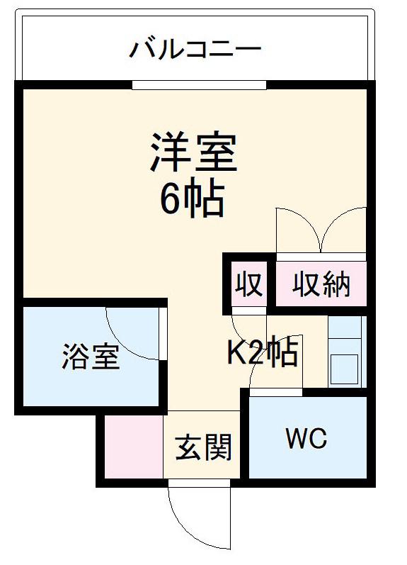 池場ハウス(ワンルーム/2階)の間取り写真