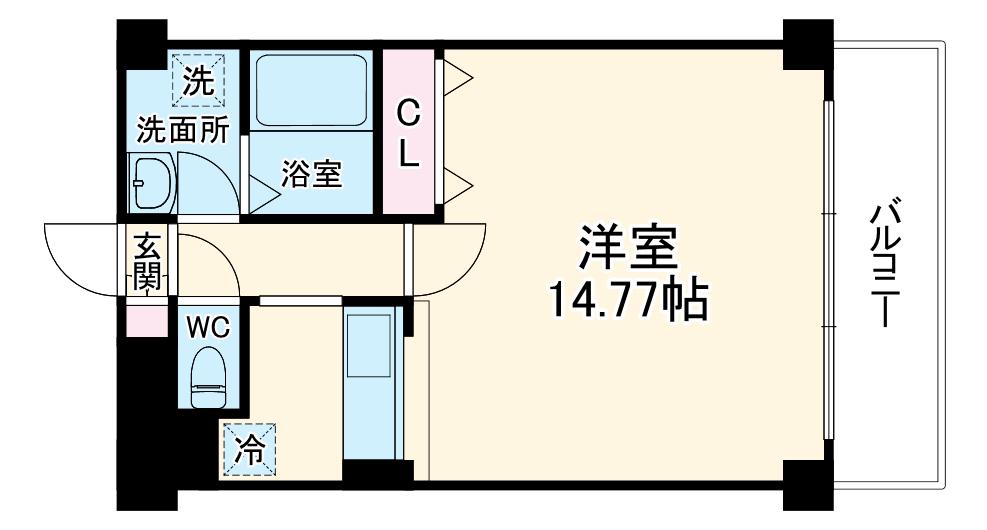 ブラーヴォ扇町(1K/3階)の間取り写真
