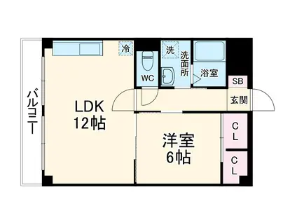 扇町亀甲マンション(1LDK/6階)の間取り写真