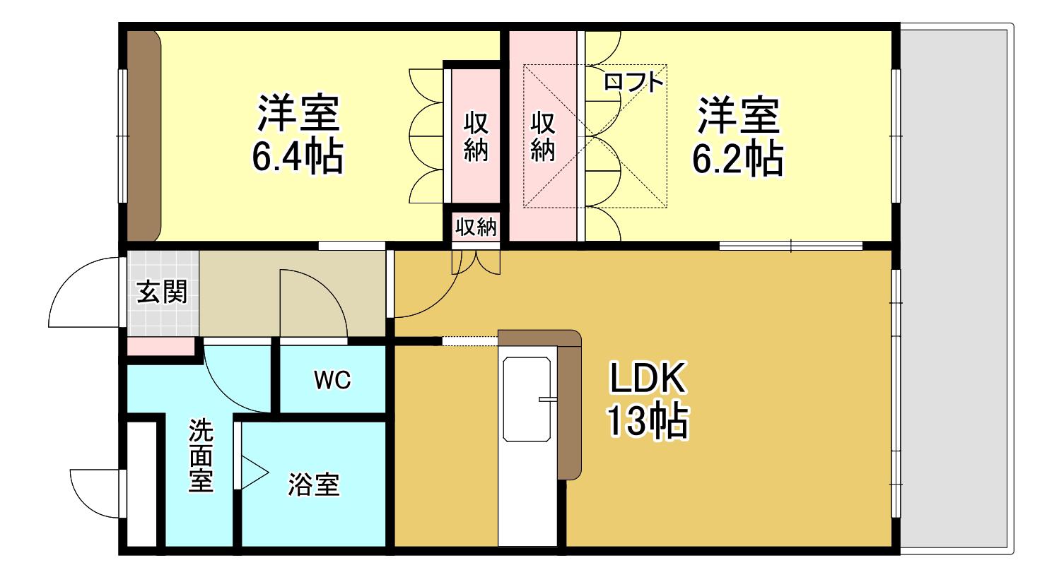 ルモンドセントレ(2LDK/2階)の間取り写真