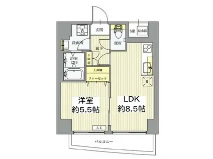 サンレムート新大阪イースト(1DK/2階)の間取り写真