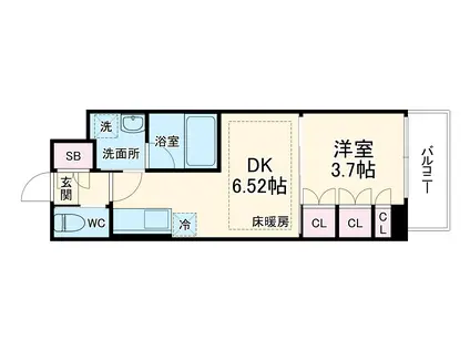 扇町公園プライマリーワン(1DK/8階)の間取り写真