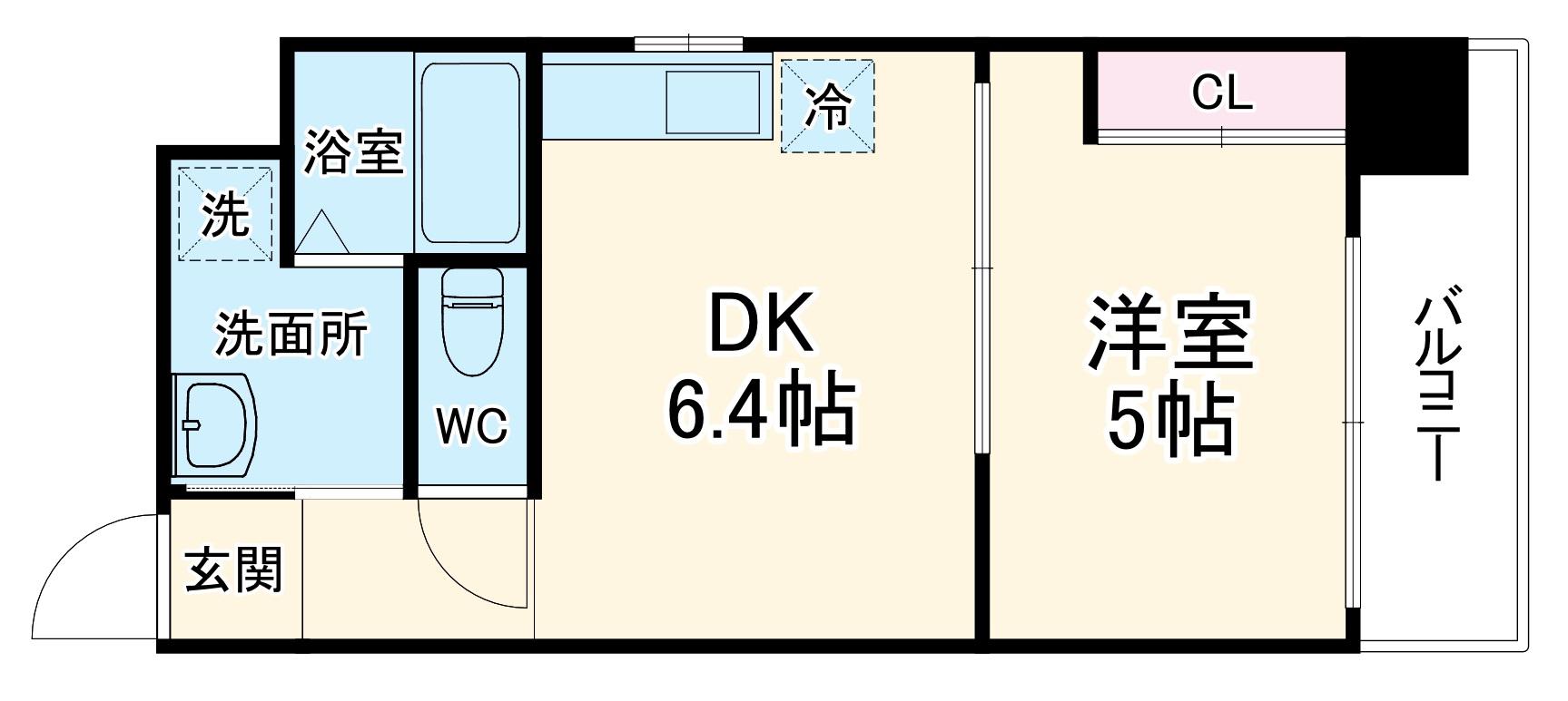 アクアスイート南森町(1DK/4階)の間取り写真
