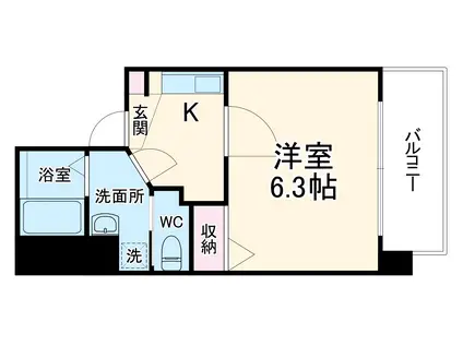 アイリス天神橋(1K/2階)の間取り写真