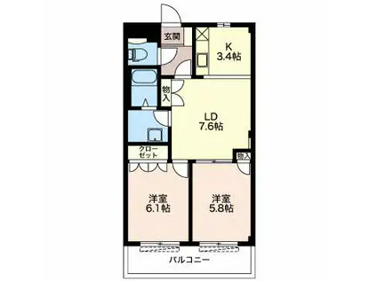 エルハイムⅠ(2LDK/1階)の間取り写真
