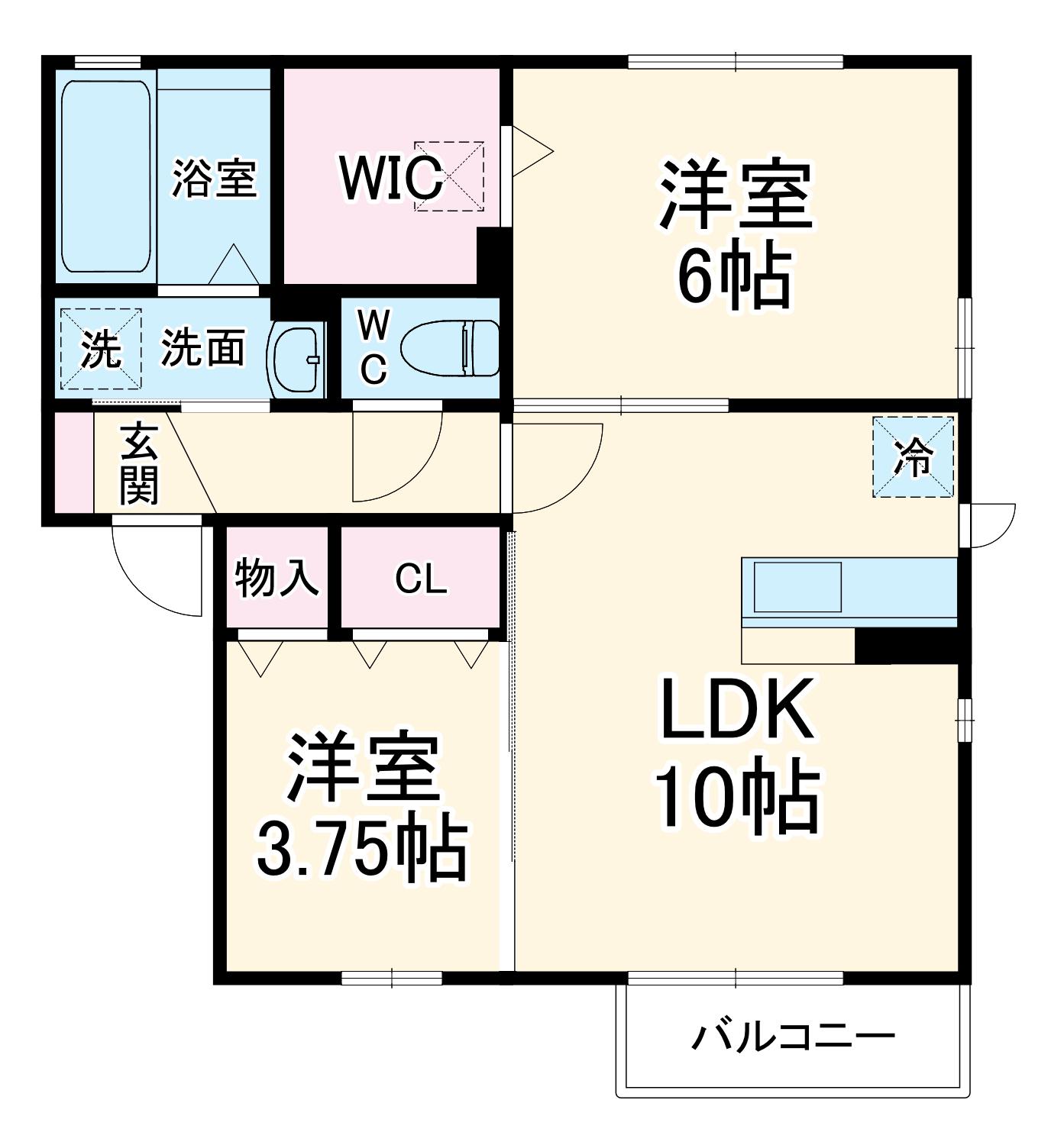 リバレインⅠ(2LDK/1階)の間取り写真