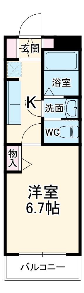 ユーネットⅢ(1K/4階)の間取り写真