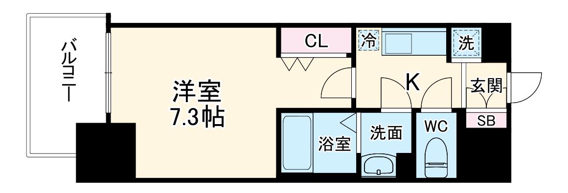 LUXE天神橋(1K/2階)の間取り写真