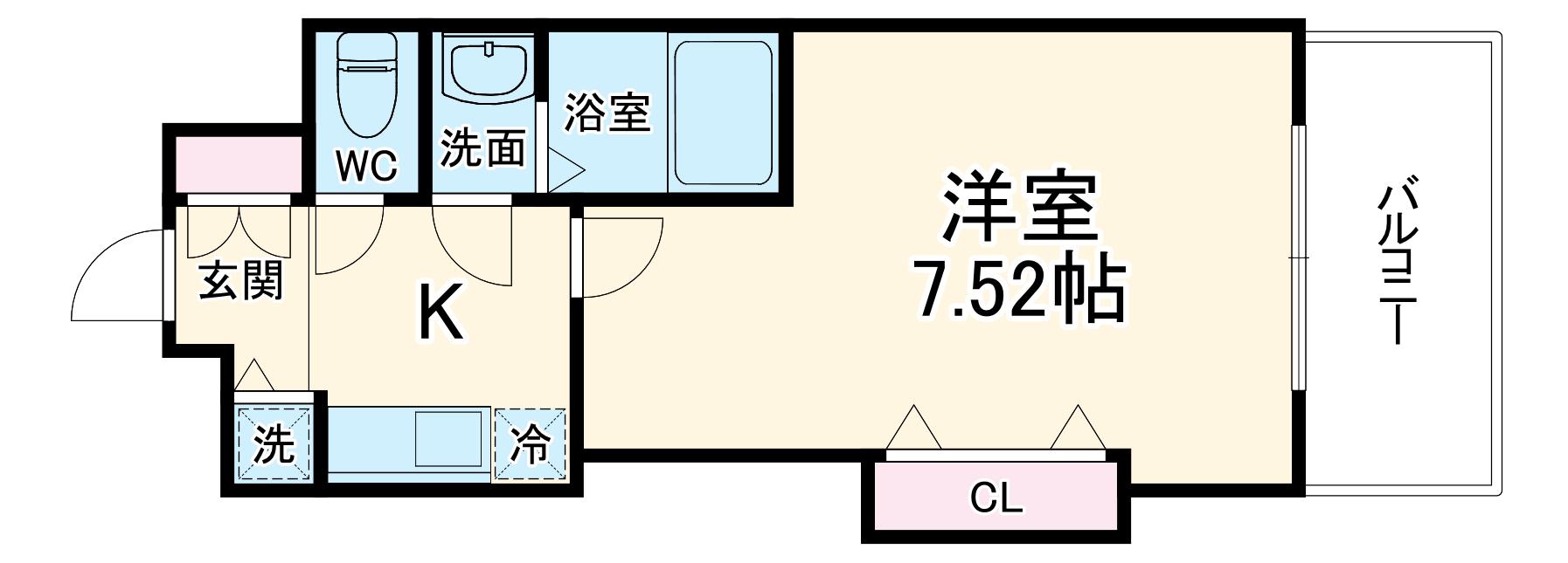 LUXE天神橋(1K/13階)の間取り写真