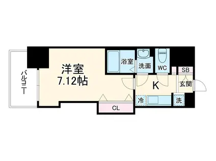 LUXE天神橋(1K/7階)の間取り写真