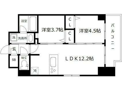 アーバネックス大阪天満橋(2LDK/11階)の間取り写真