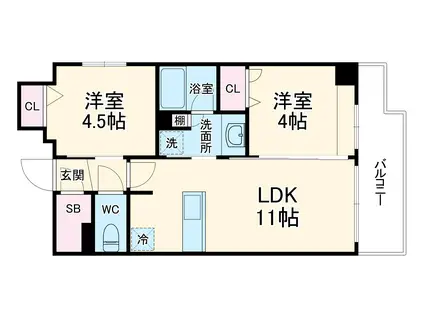 アーバネックス大阪天満橋(2LDK/6階)の間取り写真