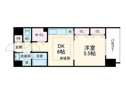プレサンス梅田東アルファ(1DK/6階)の間取り写真