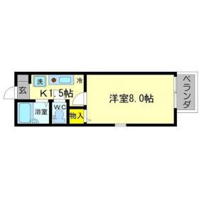 ハイツサン幸1号棟(1K/2階)の間取り写真