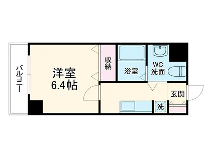 ALZA東天満(1K/2階)の間取り写真